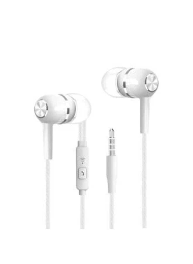 GOOJODOQ Wire Control Headset With Mic - White Colour (3.5mm) - Image 1